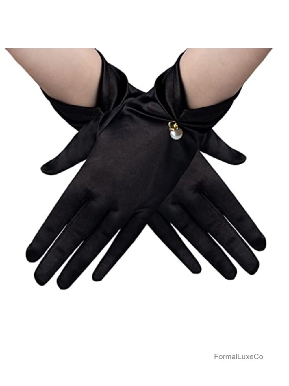 Floral Lace Gloves Short Wrist Bridal Opera Satin Pearl Formal